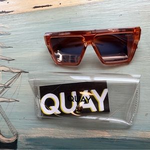 Pink/orange mirrored Quay sunglasses with case NEW NEVER WORN!